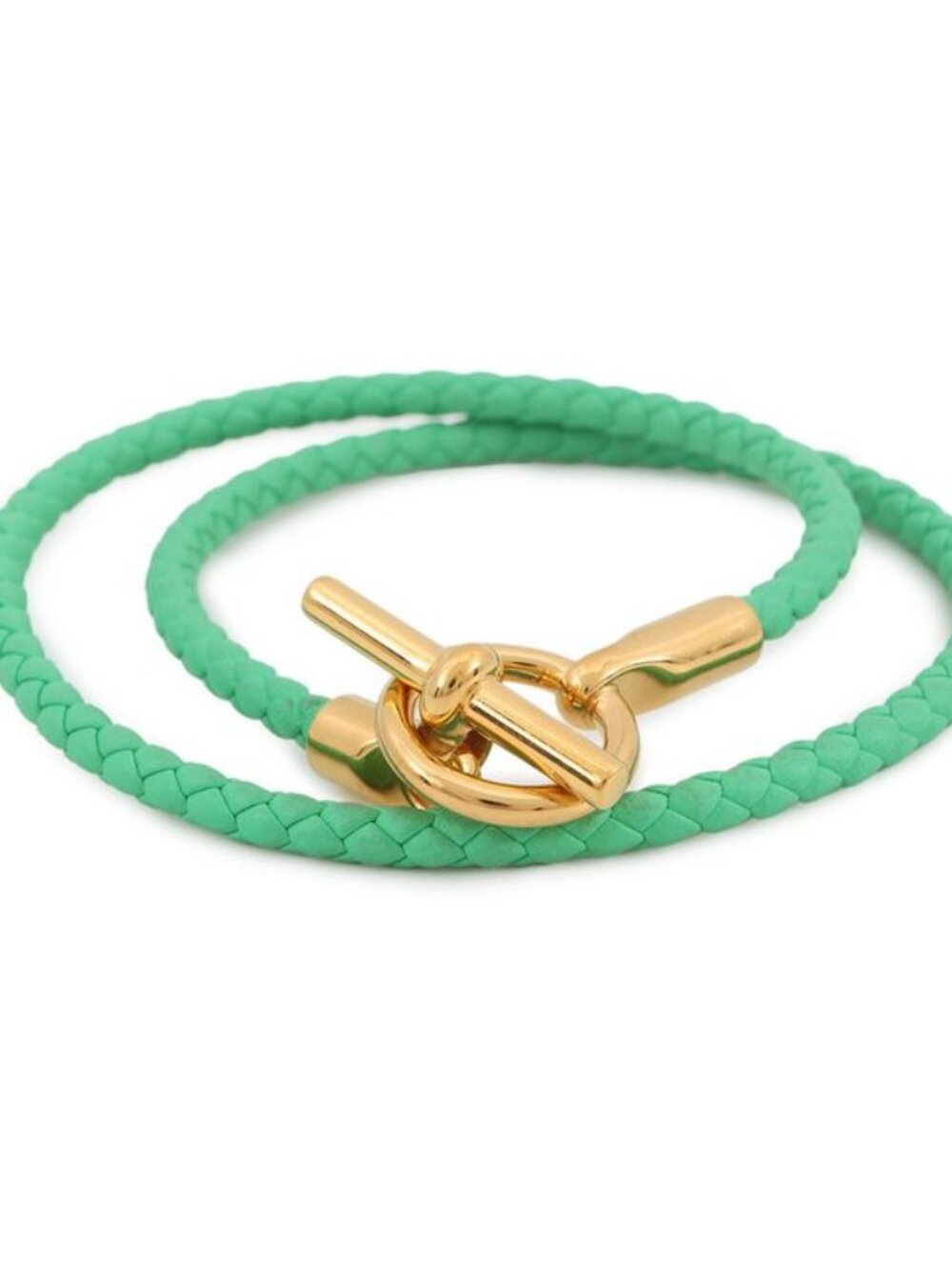 Hermes Bracelet Glenan Double Tour Vert Comic Gold Swift Veil
